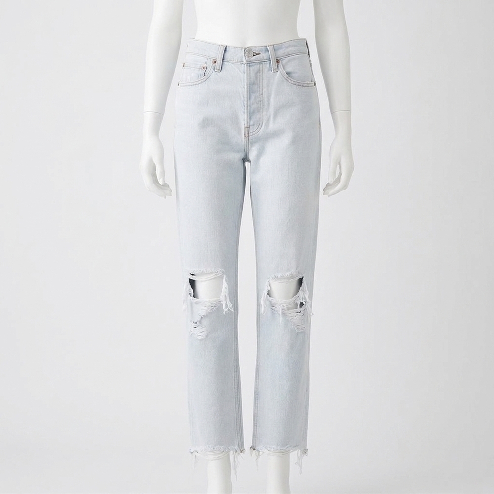 NEW RAG & BONE maya high rise slim ditch plain ripped jeans in white